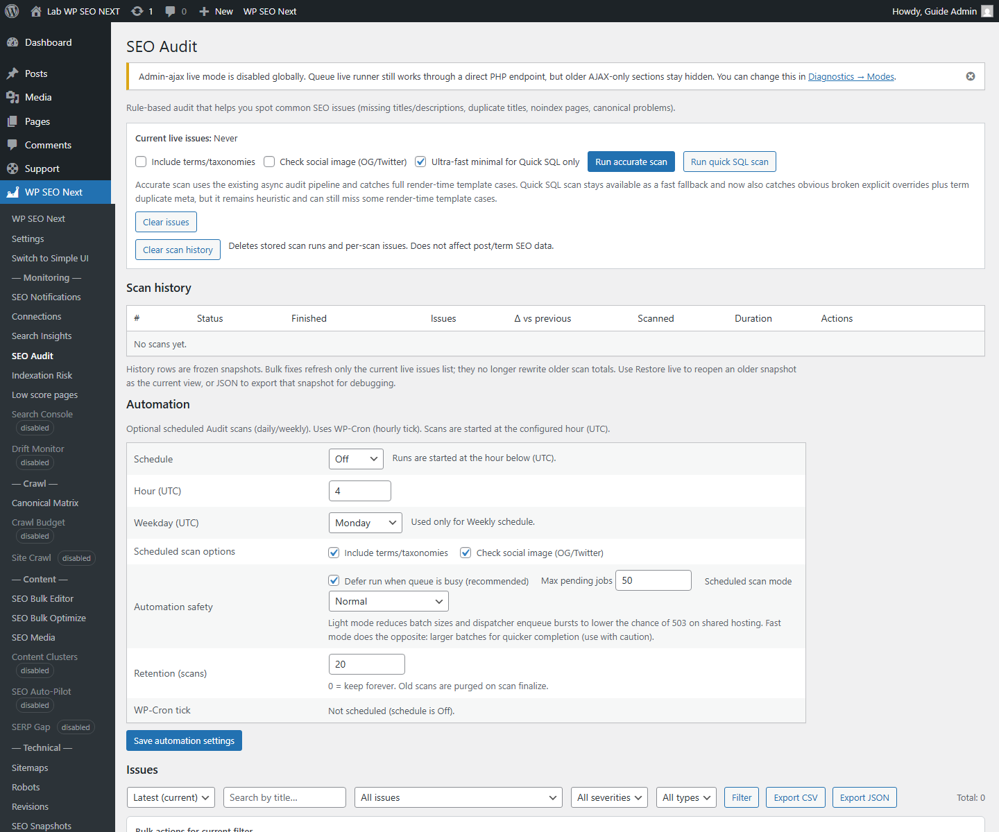 SEO Audit module screen from the guide screenshot pack.